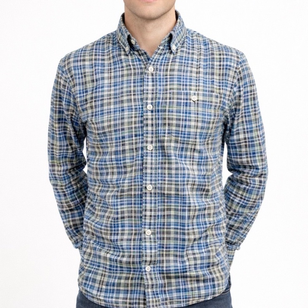 Todd Snyder Plaid Button Down Shirt Men Size XS Blue‎ Gray Long Sleeve Cotton